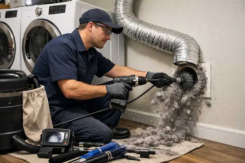 cleaning a dryer vent using a rotary brush